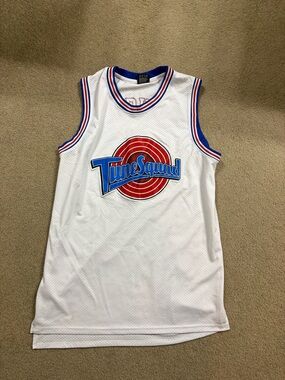 Tune Squad White Mesh Basketball Tank Top with BUGS on back.